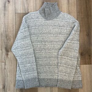 Theory Oversized Space Grey Wool Blend Mock Neck Sweater| Size Lg, Women…